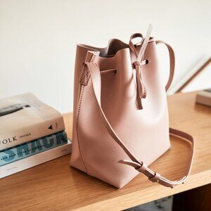 Kayla + Ava Bow Tie Bucket Bag in Dusty Rose